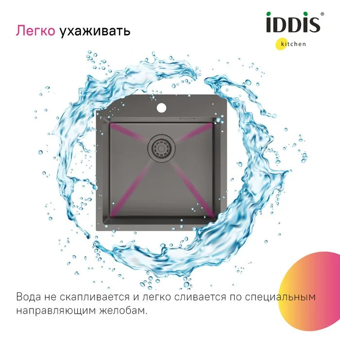 Мойка кухонная IDDIS Haze HAZ49GMi77 графит Sancos — официальный сайт