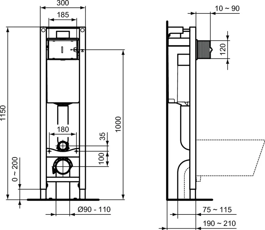 Система инсталляции для унитазов Ideal Standard Prosys Eco Frame M E233267 Sancos — официальный сайт