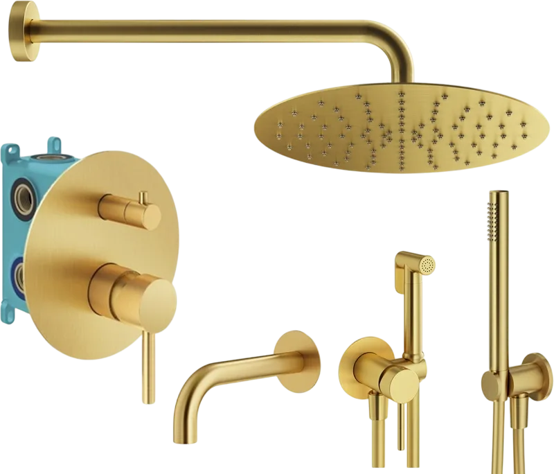 Комплект для ванной Plumberia Selection Ixo KITZXO19OB60 С ВНУТРЕННЕЙ ЧАСТЬЮ, золото брашированное Sancos — официальный сайт