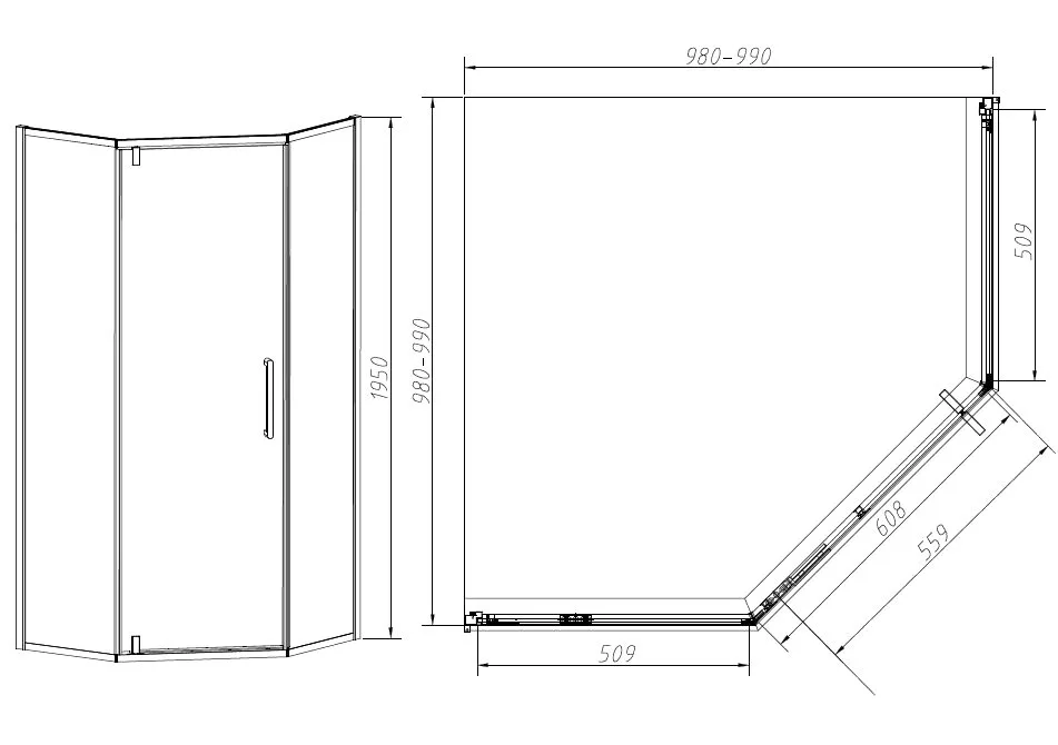 Душевой уголок Vincea Slim-N VSP-4SN100CLGM 100х100, профиль вороненая сталь, стекло прозрачное Sancos — официальный сайт