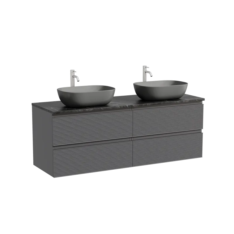 Тумба с раковиной Sancos Folk 140 grey soft, столешница черный мрамор TT140A1X, раковина CN6009MDH Sancos — официальный сайт