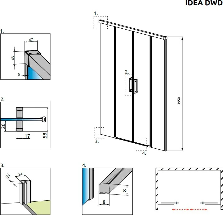 Душевая дверь в нишу Radaway Idea DWD 170 Sancos — официальный сайт