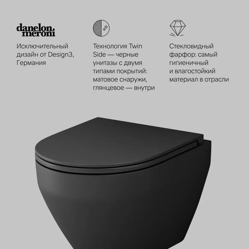 Унитаз подвесной AM.PM Spirit V2.0 FlashClean матовый черный Sancos — официальный сайт