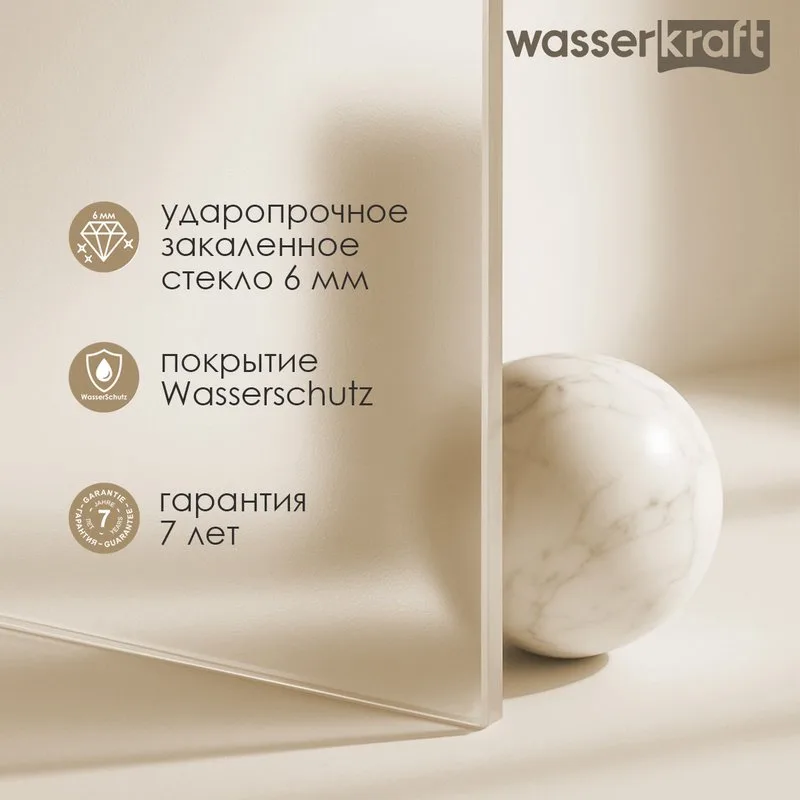 Душевая перегородка Wasserkraft Rur 30W 90 см, профиль матовый черный, стекло текстурное Sancos — официальный сайт