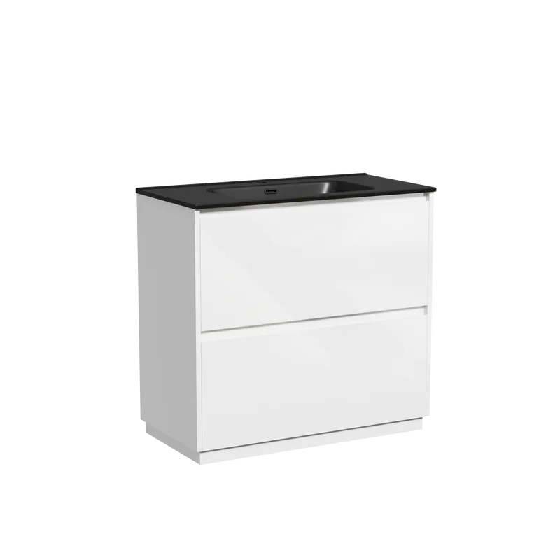 Тумба с раковиной Sancos Libra Floor 90 белый глянец, черная раковина CN7002MB Sancos — официальный сайт