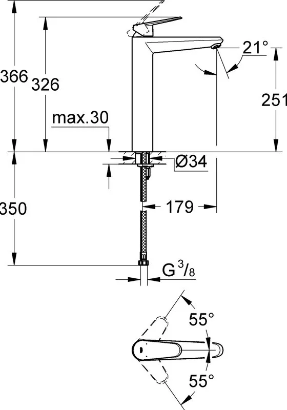 Смеситель для раковины Grohe Eurodisc Cosmopolitan 23432000 Sancos — официальный сайт