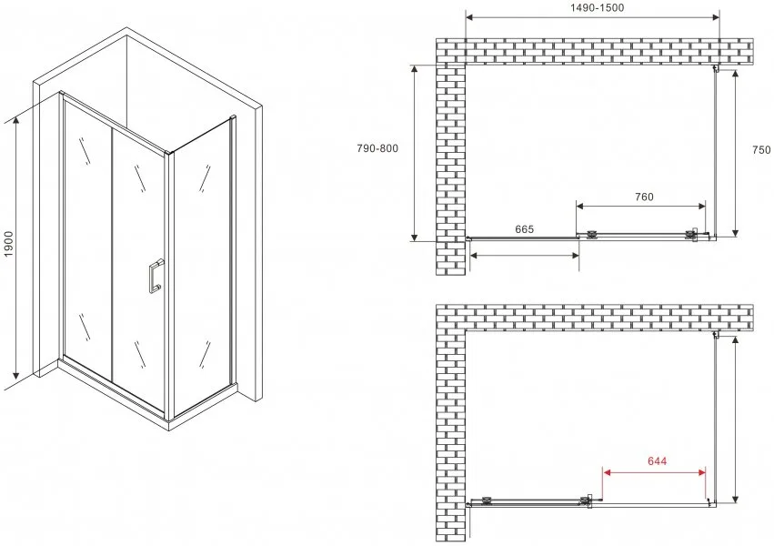 Душевой уголок Abber Schwarzer Diamant AG30150B5-S80B5 150x80, профиль черный, стекло прозрачное Sancos — официальный сайт