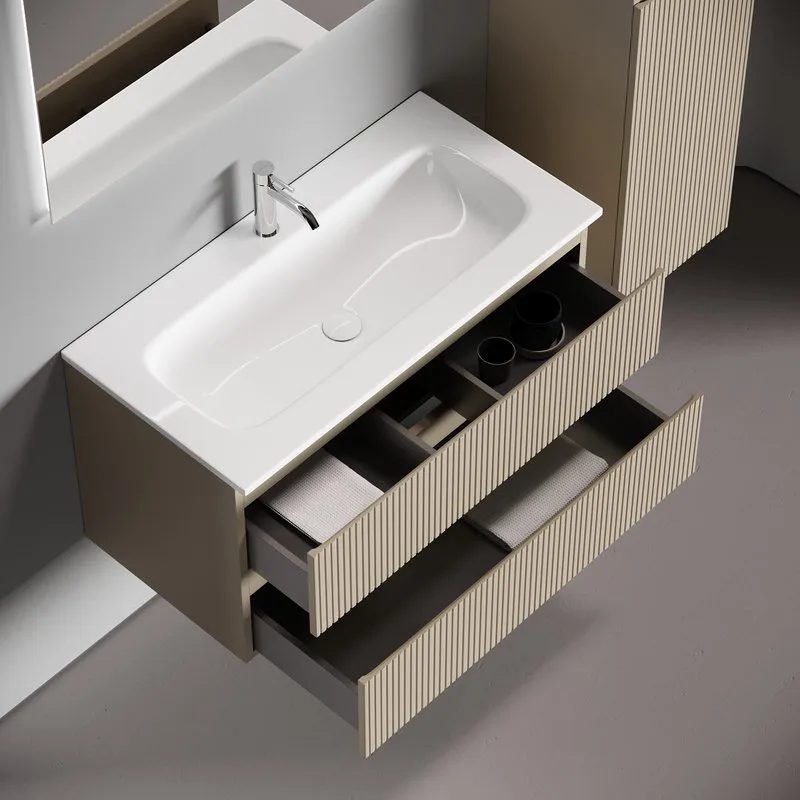 Тумба с раковиной Sancos Snob T 90 подвесная, beige soft, раковина СN7019 Sancos — официальный сайт
