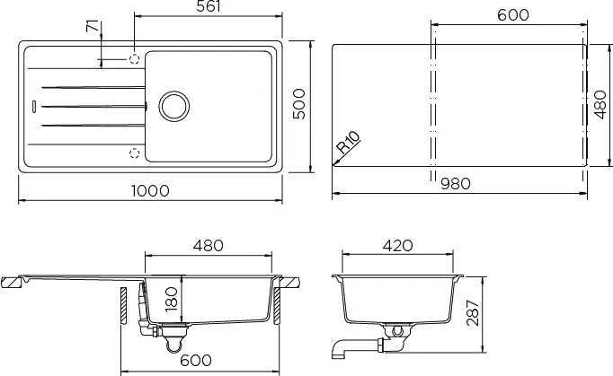 Мойка кухонная Schock Element 60D Large Cristalite альпина Sancos — официальный сайт