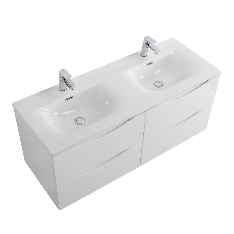 Тумба под раковину без столешницы BelBagno Marino-cer-n 120 подвесная, bianco lucido, для двоих Sancos — официальный сайт