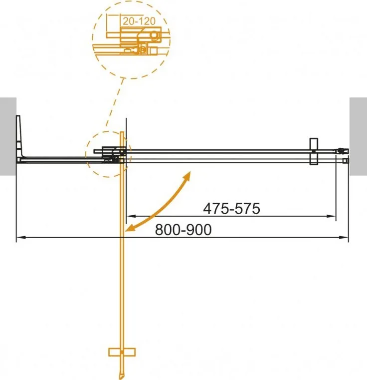 Душевая дверь в нишу Cezares Slider B 1 80/90 C Cr профиль хром, стекло прозрачное Sancos — официальный сайт