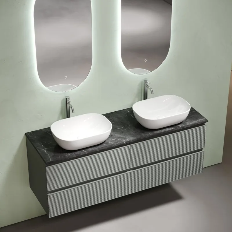 Столешница в ванную под раковину, из керамогранита Sancos Black Sky 140х46 c отверстием под смесител Sancos — официальный сайт