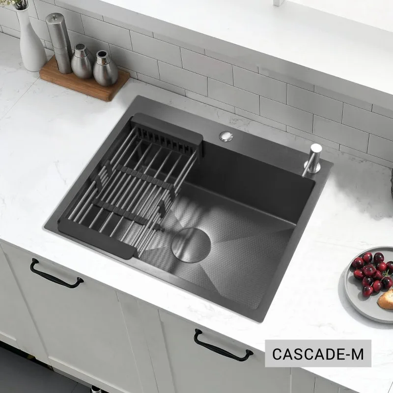 Мойка кухонная Esbano Cascade-M оружейная сталь Sancos — официальный сайт