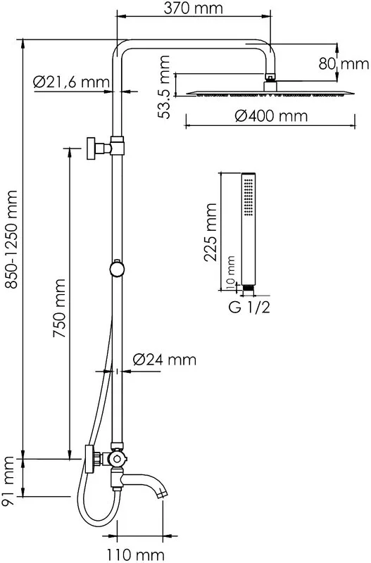 Душевая стойка Wasserkraft Berkel A188.117.137.087.CH Thermo, с термостатом, хром Sancos — официальный сайт