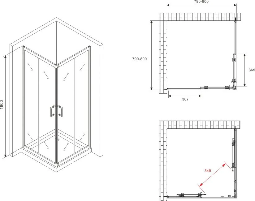 Душевой уголок Abber Schwarzer Diamant AG02080B5 80x80, профиль черный, стекло прозрачное Sancos — официальный сайт