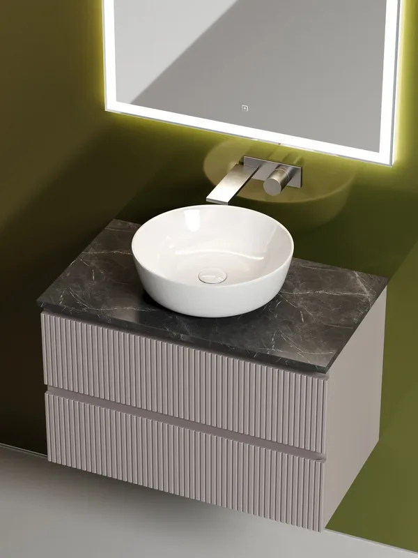 Тумба с раковиной Sancos Snob T 80 см, doha soft, столешница черный мрамор, раковина CN6013 Sancos — официальный сайт