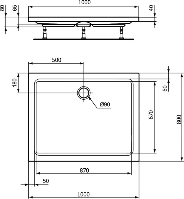 Поддон для душа Ideal Standard Hotline 100x80 прямоугольный Sancos — официальный сайт