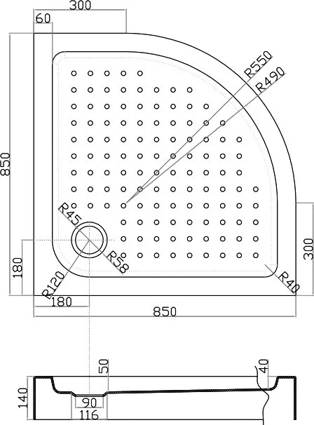 Поддон для душа Cezares Tray TRAY-A-R-85-550-15-W R 85x85, с сифоном Sancos — официальный сайт