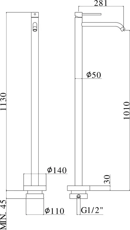 Напольный смеситель для раковины Paffoni Light LIG031NO БЕЗ БАЗЫ Sancos — официальный сайт