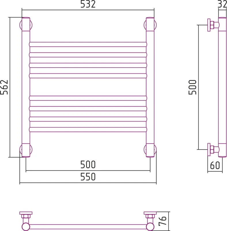 Полотенцесушитель водяной Сунержа Богема + 50x50, прямая Sancos — официальный сайт