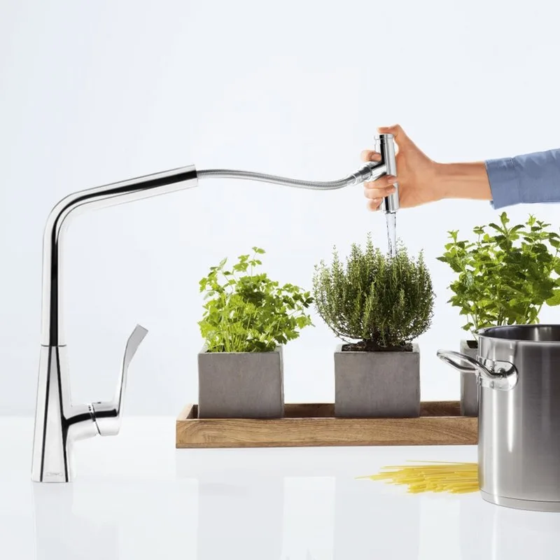 Смеситель для кухни Hansgrohe Metris Select 14884000 Sancos — официальный сайт
