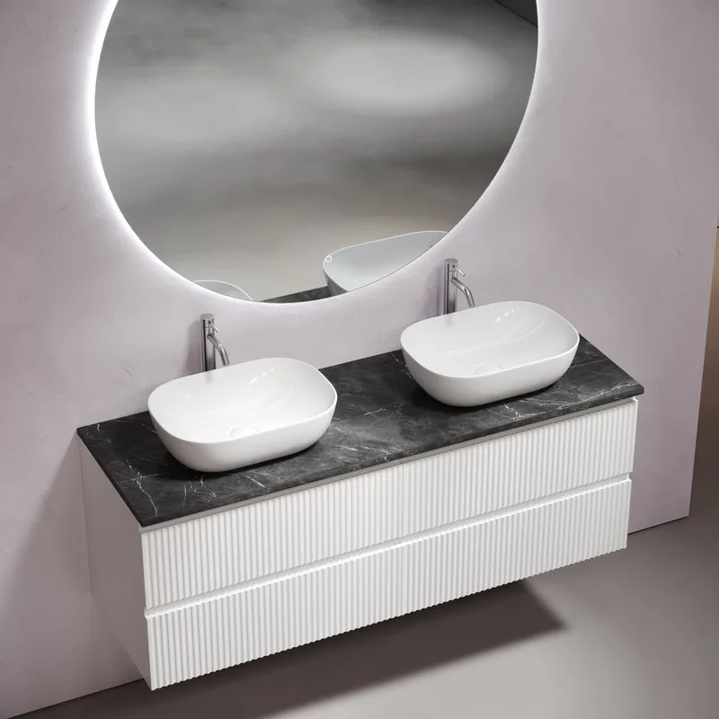 Тумба с раковиной Sancos Snob R 140 bianco, столешница черный мрамор TT140A1X, раковина CN6009 Sancos — официальный сайт