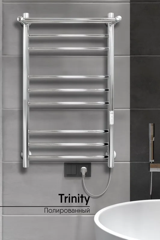 Полотенцесушитель электрический Indigo Line Trinity LСLTE80-40PRt с полкой, серебристый Sancos — официальный сайт
