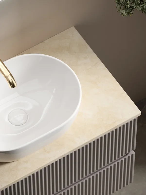 Тумба с раковиной Sancos Snob R 80 см, doha soft, столешница бежевая, раковина CN6019 Sancos — официальный сайт