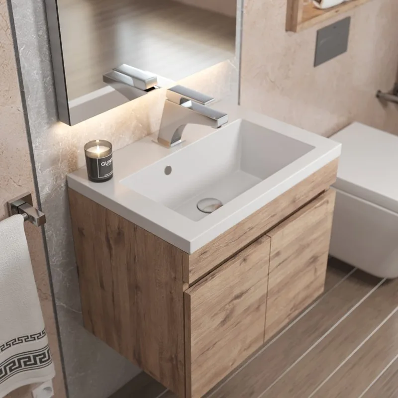 Тумба под раковину без столешницы Uperwood Eva 50 подвесная, 2 дверцы, крафт табачный Sancos — официальный сайт