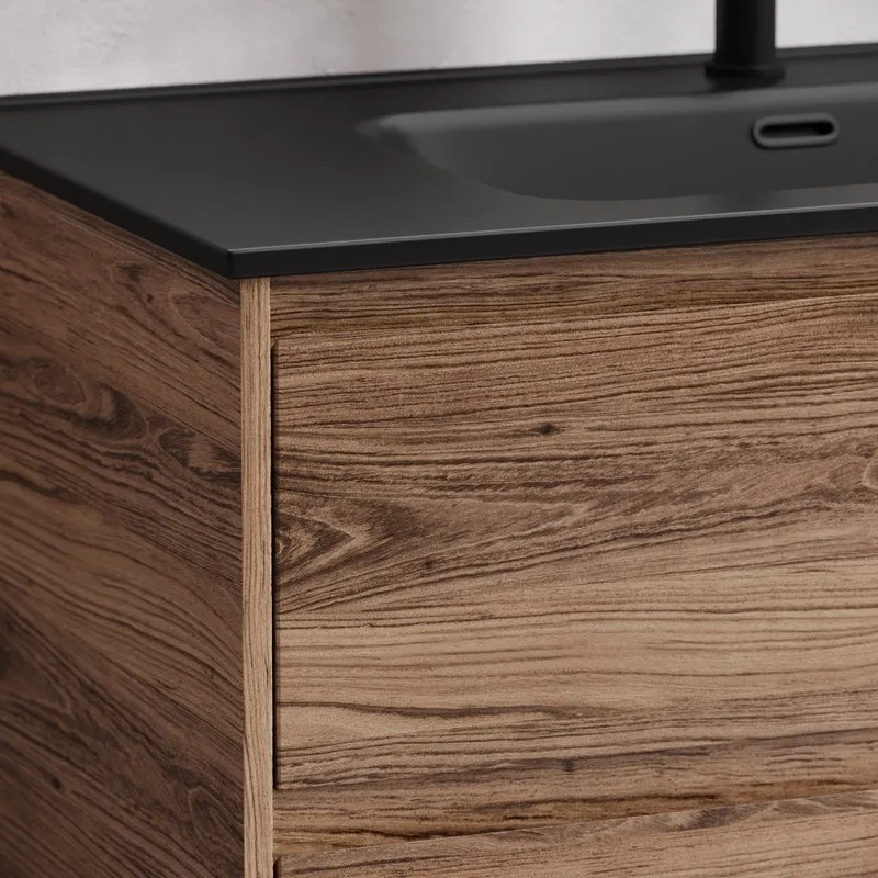 Тумба с раковиной Sancos Libra Floor 120 двойная черная раковина CN7004MB, дуб чарльстон Sancos — официальный сайт