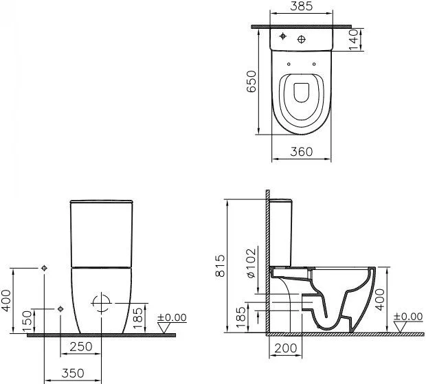 Унитаз-компакт напольный VitrA Sento Open-Back 9830B003-7204 Sancos — официальный сайт