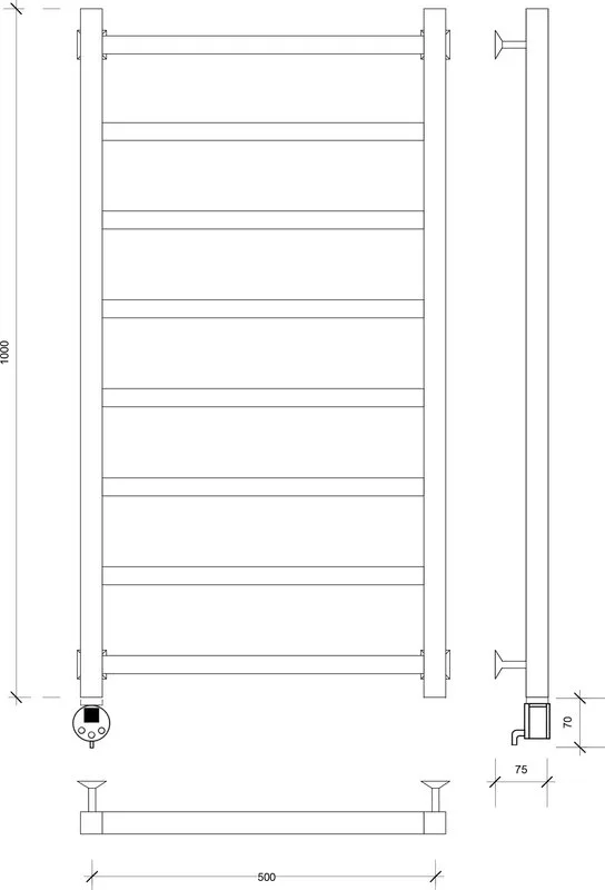 Полотенцесушитель электрический Secado Корато 1 L 100х50, хром Sancos — официальный сайт