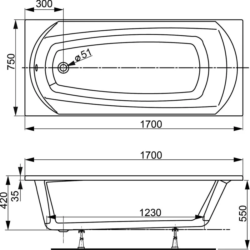 Акриловая ванна Vagnerplast Ebony 170x75 см, пристенная, белая Sancos — официальный сайт