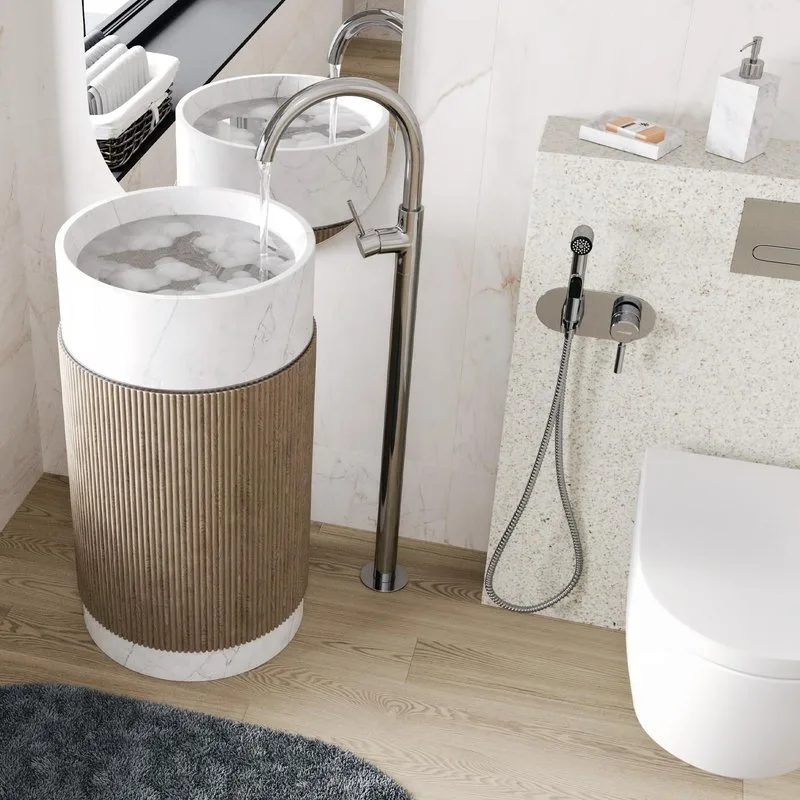 Напольный смеситель для раковины Wasserkraft Main 4153 С ВНУТРЕННЕЙ ЧАСТЬЮ, хром Sancos — официальный сайт