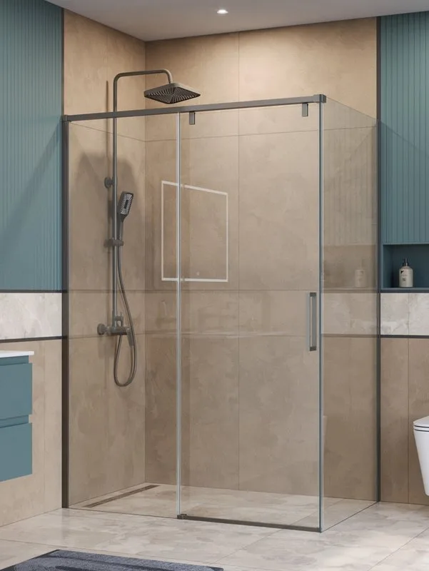 Душевой уголок BelBagno Soft Close-1 AH-1-130/80-C-GM профиль оружейная сталь Sancos — официальный сайт