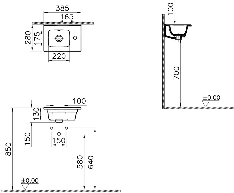 Мебельная раковина VitrA Mia 7460L003-0029 40 см Sancos — официальный сайт