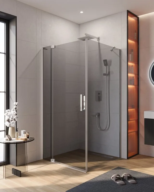 Душевой уголок Cezares Slider AH 1 100-90/100 Grigio Cr профиль хром, стекло серое Sancos — официальный сайт