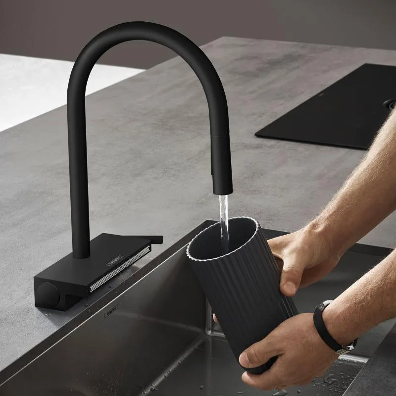 Смеситель для кухни Hansgrohe Aquno Select M81 73831670 матовый черный Sancos — официальный сайт