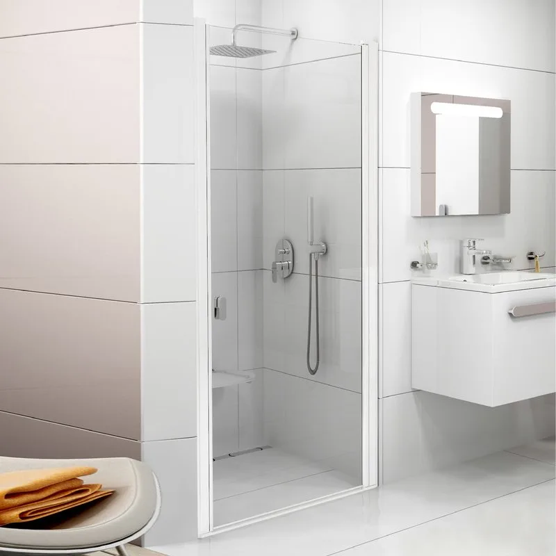 Душевая дверь в нишу Ravak Chrome CSD1-80 Transparent, профиль белый Sancos — официальный сайт