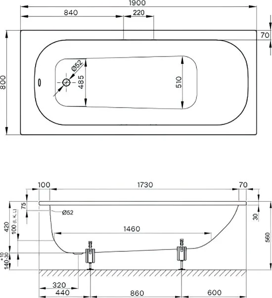 Стальная ванна Bette Form 190x80 см, встраиваемая, с самоочищающимся покрытием, с шумоизоляцией Sancos — официальный сайт