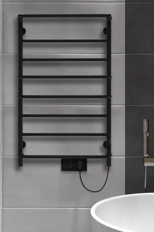 Полотенцесушитель электрический Indigo Europe Lux LELLE80-50BRRt черный муар Sancos — официальный сайт