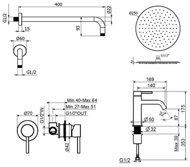 Комплект для ванной Plumberia Selection Ixo KITXO01CR53 С ВНУТРЕННЕЙ ЧАСТЬЮ, хром Sancos — официальный сайт