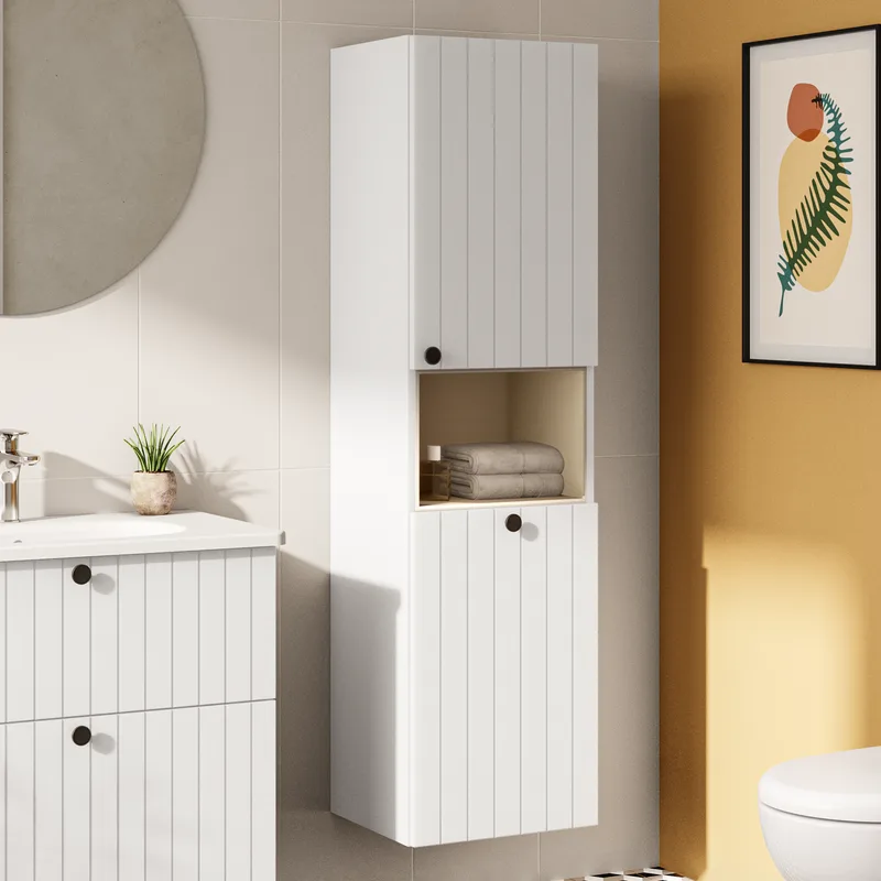Шкаф-пенал для ванной VitrA Root Groove 40 R, с бельевой корзиной, матовый белый Sancos — официальный сайт
