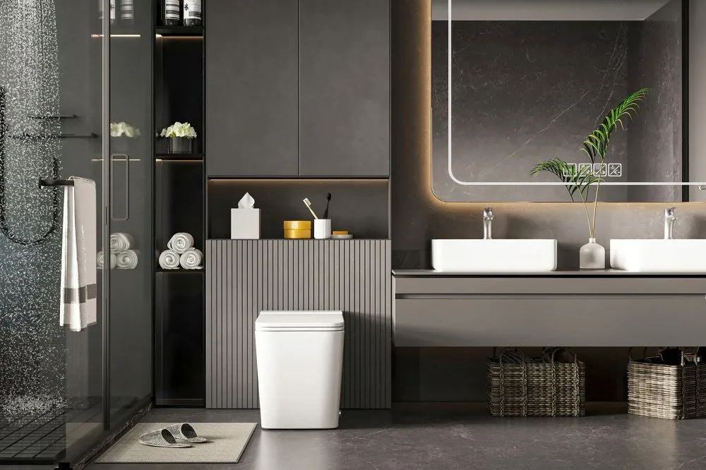 Умный унитаз напольный Abber Rechteck AC1212P Sancos — официальный сайт