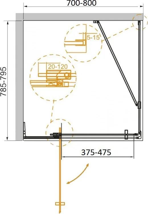 Душевой уголок Cezares Slider AH 1 70/80 80 C NERO Sancos — официальный сайт