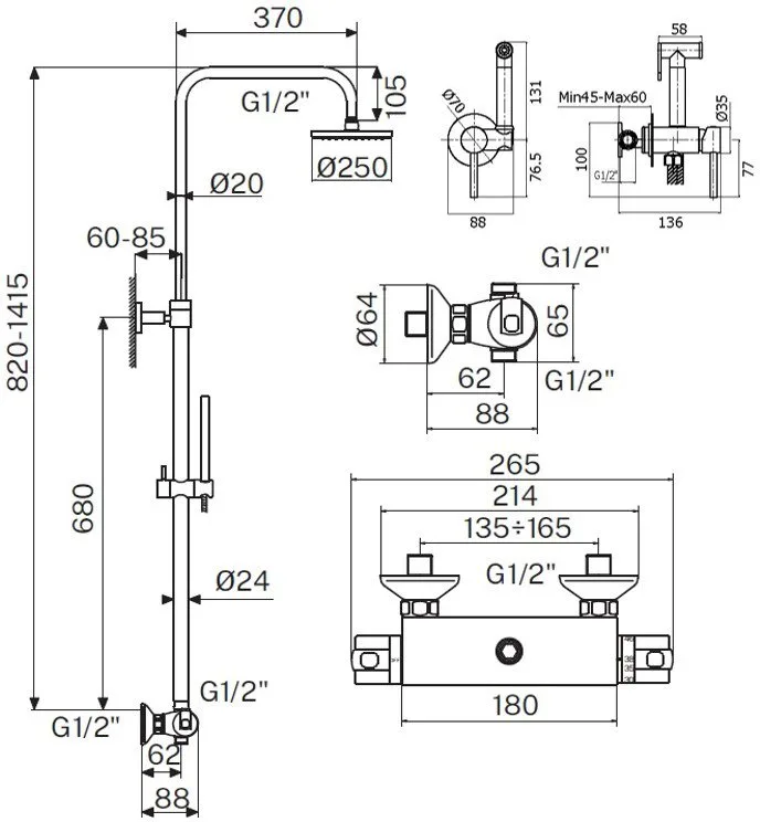 Комплект для ванной Plumberia Selection Ixo KITZXO6302CR хром Sancos — официальный сайт