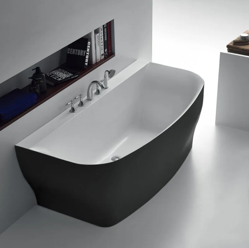 Акриловая ванна BelBagno BB74-NERO-W0 165x80 см, пристенная, черно-белая, на ножках Sancos — официальный сайт