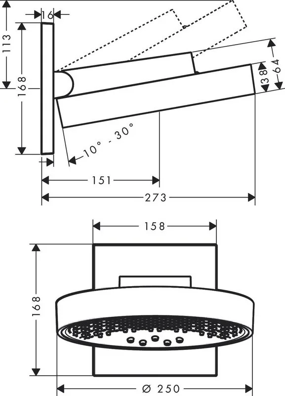 Верхний душ Hansgrohe Rainfinity 26232700 Sancos — официальный сайт