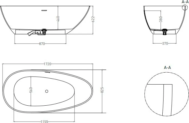Ванна из искусственного камня Salini Paola S-Sense 170x85 см, отдельностоящая, белая, овальная, со с Sancos — официальный сайт