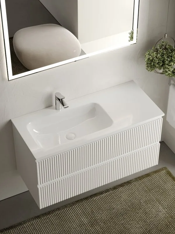 Тумба под раковину Sancos Snob R 100 подвесная Bianco (белый), SNR100LW Sancos — официальный сайт